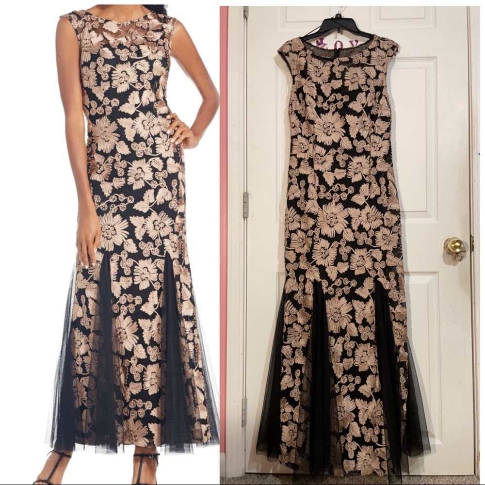Alex evenings black & gold dress Size 8